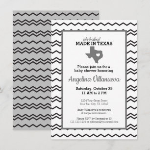 Grey Oh Baby! Chevron Made in Texas Shower Invitation
