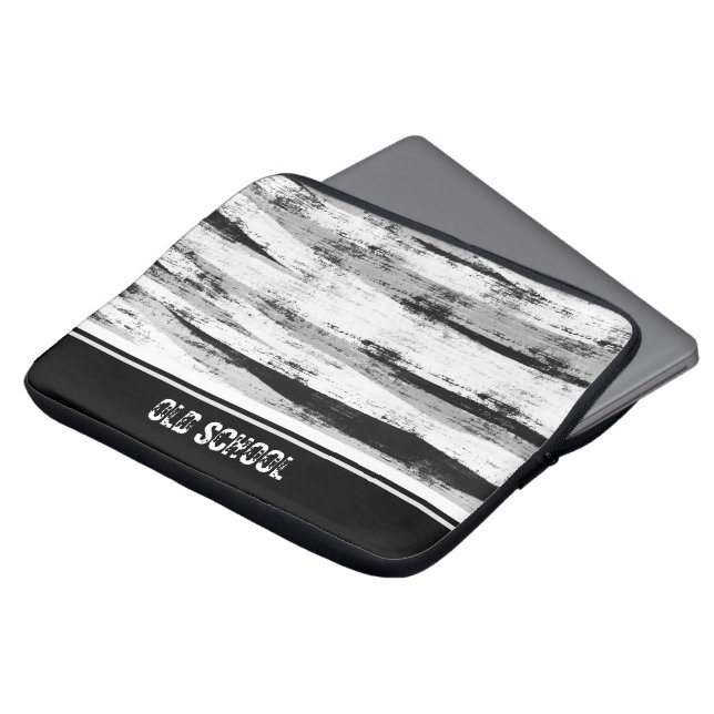 Grey old wood background laptop sleeve (Front Top)