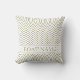 Grey Olive Green Delicate Chevron Pattern. Boat Cushion