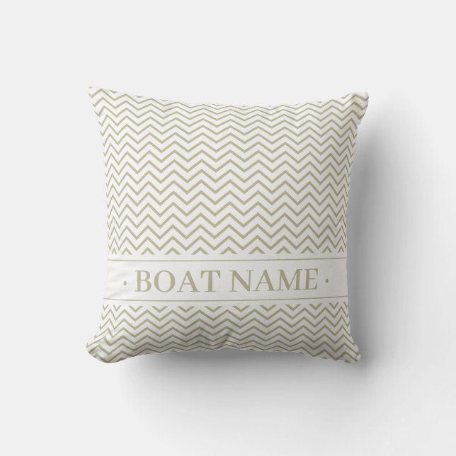 Grey Olive Green Delicate Chevron Pattern. Boat Cushion (Front)