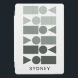 Grey Ombre Geometric Shapes Custom Monogram Name iPad Pro Cover<br><div class="desc">Add a modern touch to your device with this personalised iPad cover, featuring a sleek geometric design in stylish grey tones. Customised with the name "Sydney, " this cover offers a unique, contemporary look that’s both stylish and functional. The bold shapes and minimalist colour palette make it a standout accessory,...</div>