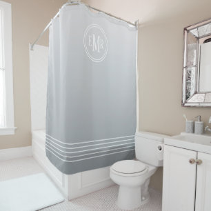 Grey Ombre Monogrammed Shower Curtain
