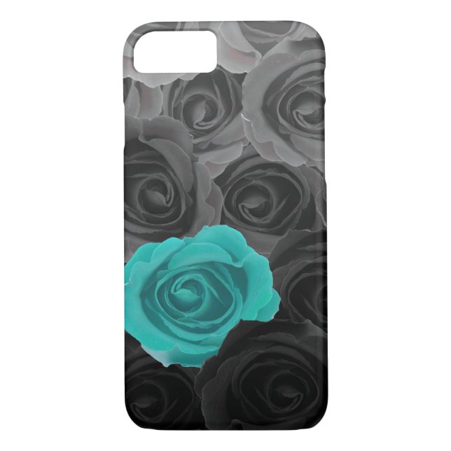 Grey Ombre Roses with Teal Accent Case-Mate iPhone Case (Back)
