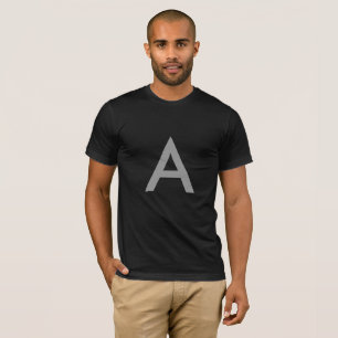 Grey on black, initials as letter. T-Shirt