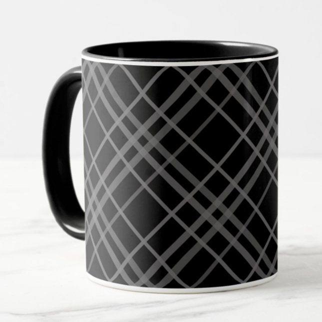 Grey On Black Tartan Plaid Pattern Design  Mug (Creator Uploaded)