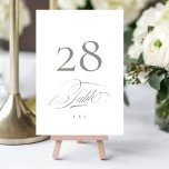 Grey on White Elegant Calligraphy Wedding Table Number<br><div class="desc">Table Number - elegant and impressive - part of a collection</div>