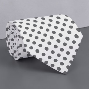 Grey on White Mini Polka Dots Necktie