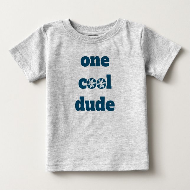 Grey One Cool Dude Snowflake Baby T-Shirt (Front)