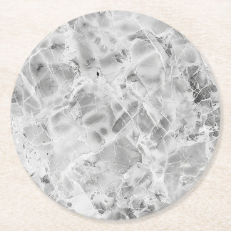 Grey "Opulent Marble Whirl" Marble Texture Round C Round Paper Coaster