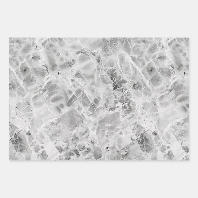 Grey Opulent Marble Whirl Wrapping Paper Sheets (Front)