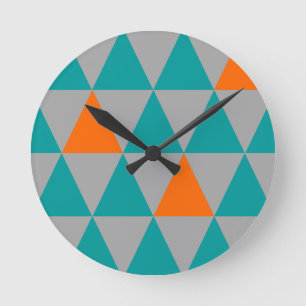 Grey Orange and Teal Triangle Clock