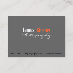Grey, Orange and white photographer business card