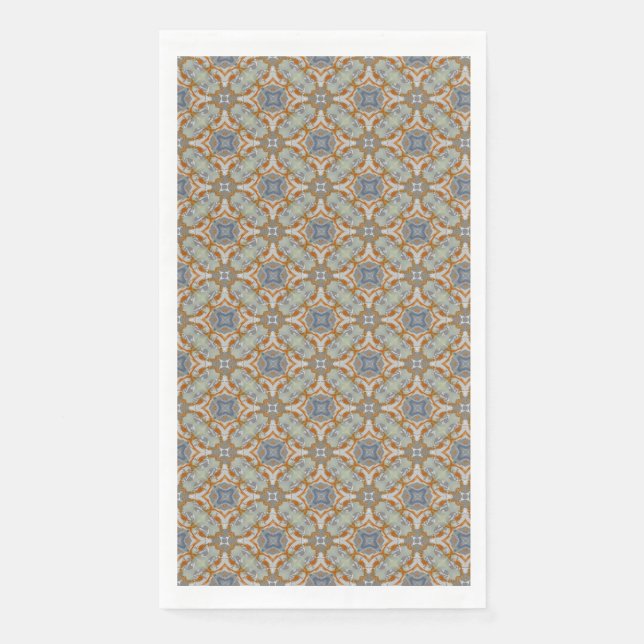 Grey, Orange, Blue Diamond Tiled Pattern Napkin (Front)