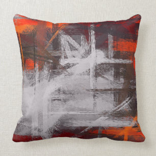 Grey Orange Brown Abstract Cushion