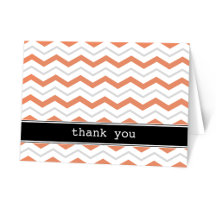 Grey Orange Chevron custom Thank You Cards