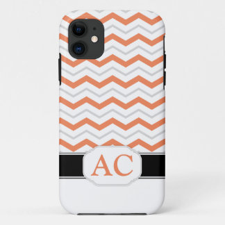 Grey & Orange Chevron Monogram iPhone 5 Case
