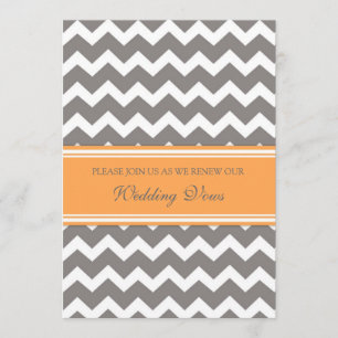 Grey Orange Chevron Wedding Vow Renewal Invitation