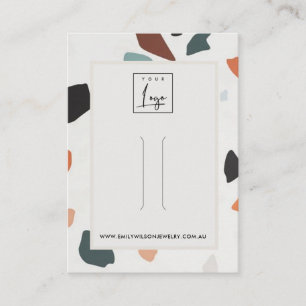 Grey Orange Green Terrazzo Hair Clip Display Logo Business Card