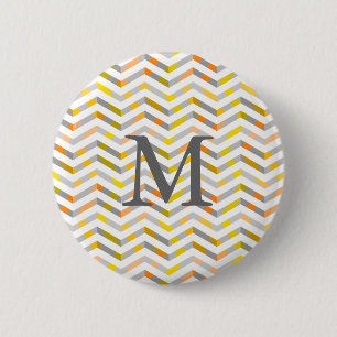 Grey Orange Layered Chevron 6 Cm Round Badge