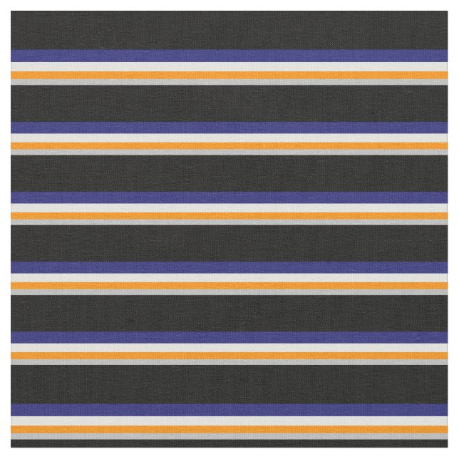 Grey, Orange, Light Cyan, Midnight Blue & Black Fabric (Close Up)