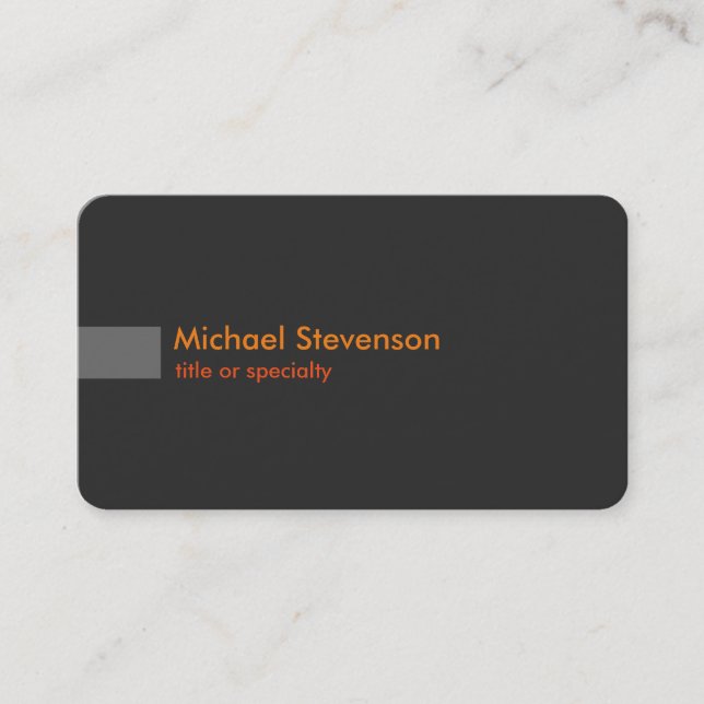 Grey Orange Modern Rounded Corner Business Card (Front)