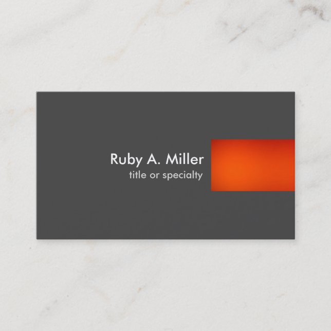 Grey Orange Modern Unique Plain Trend Professional Business Card (Front)
