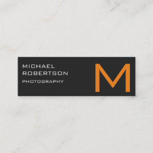 Grey Orange Monogram Photographer Business Card
