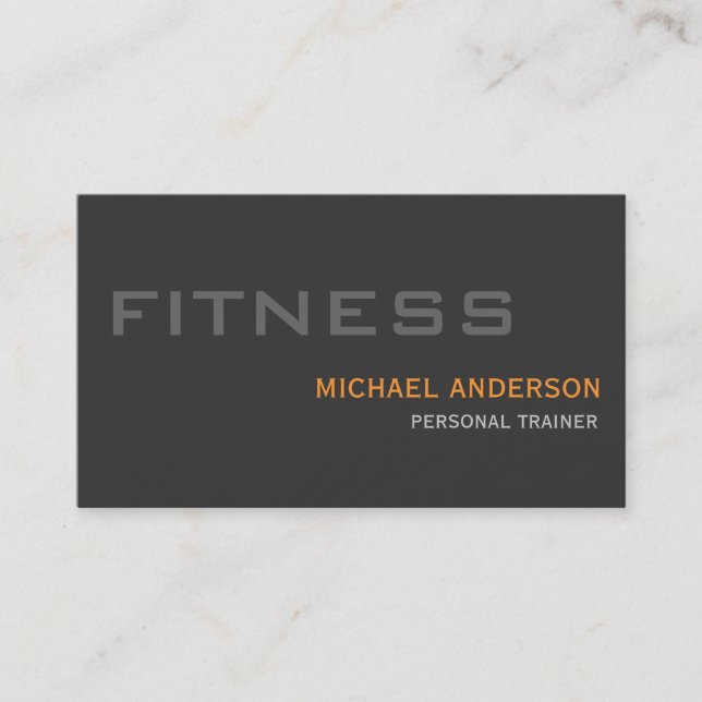 Grey Orange Personal Trainer Unique Business Card (Front)