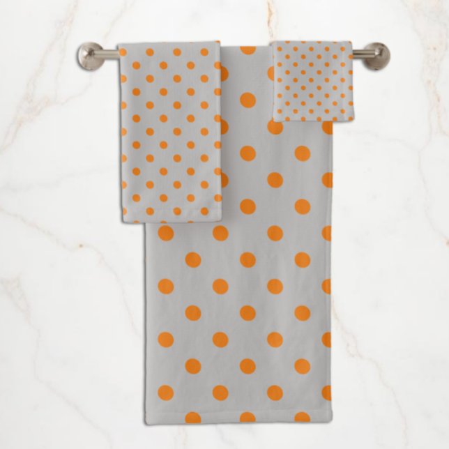 Grey Orange Polka Dot Bath Towel Set (Creator Uploaded)