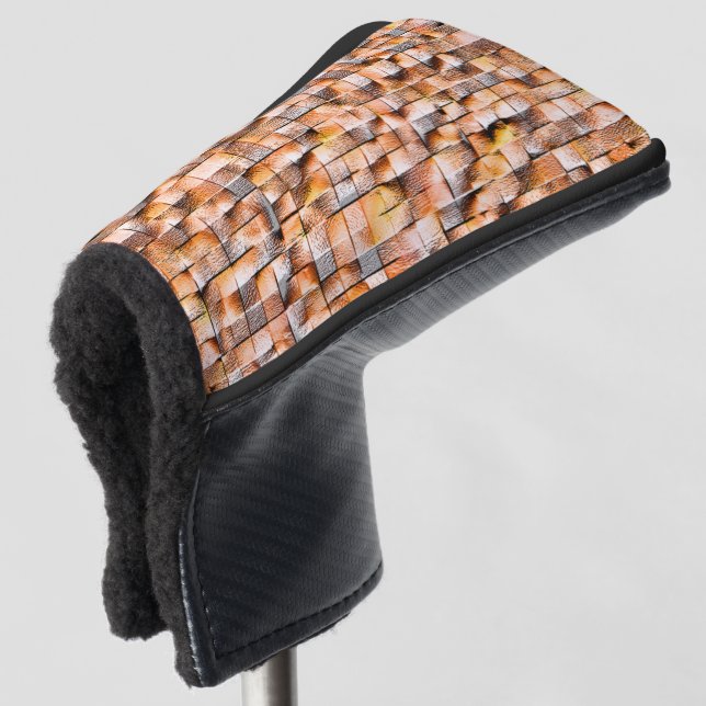Grey orange rough ceramic tile with flaws, digital golf head cover (3/4 Front)