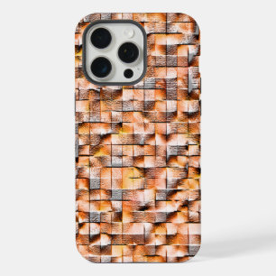 Grey orange rough ceramic tile with flaws, digital iPhone 15 pro max case