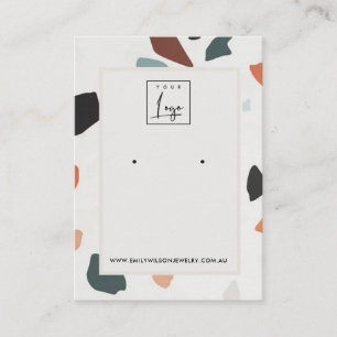 Grey Orange Terrazzo Earring Stud Display Logo Business Card