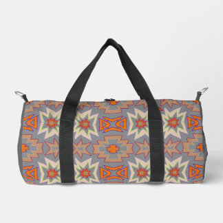 Grey Orange Tribal SouthWestern Pattern Duffle Bag