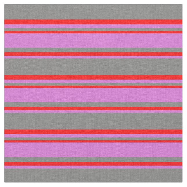 Grey, Orchid, and Red Coloured Pattern Fabric (Close Up)