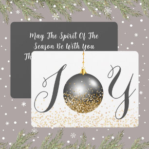 Grey Ornament Joy Christmas Greeting Holiday Card