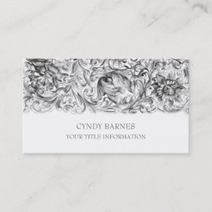 Grey Ornate Baroque Business Card