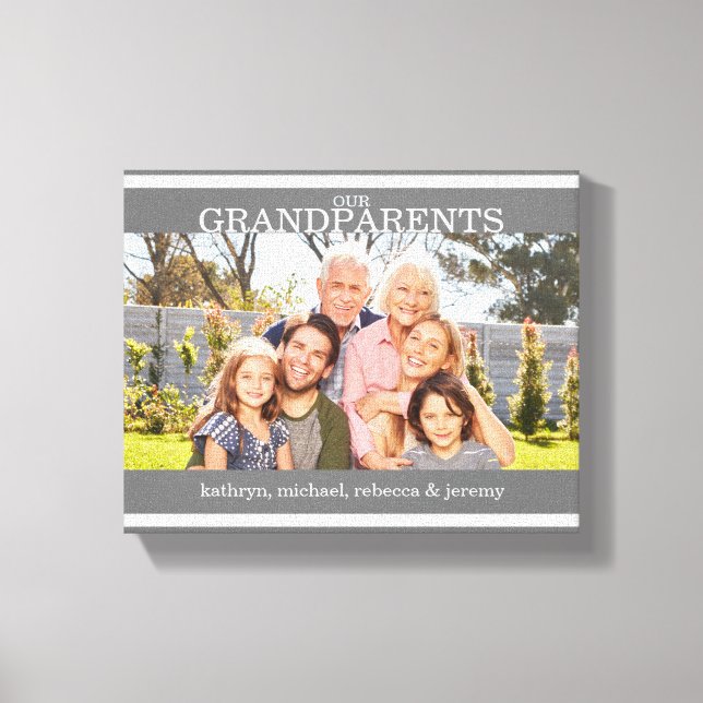 Grey Our Grandparents Photo with Grandchildren Canvas Print (Front)