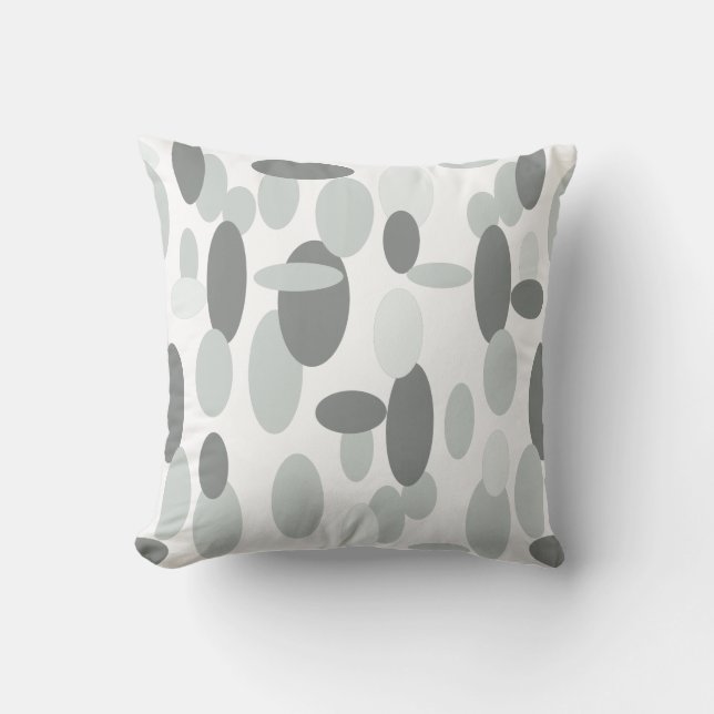 Grey Oval Shape Spots Pattern Cushion Pillow (Front)