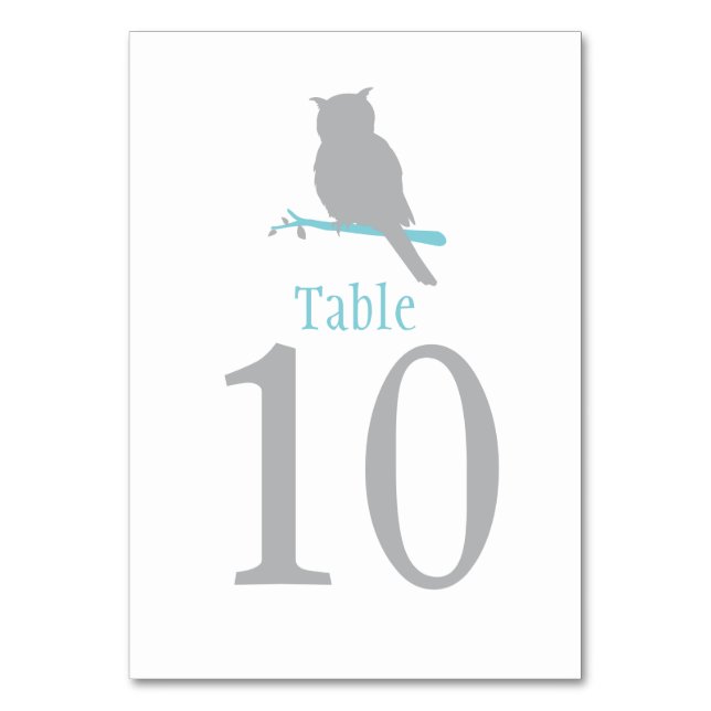 Grey owl bird wedding or occassion table number (Back)
