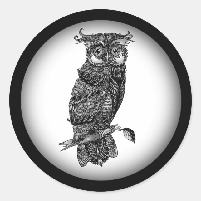 Grey Owl  Classic Round Sticker (Front)