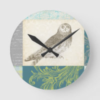 Grey Owl on Pattern Background