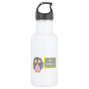 Grey Owl Pink Chevorn Teacher At Chalkboard 532 Ml Water Bottle