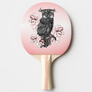 Grey Owl Pink Orchids Ping Pong Paddle