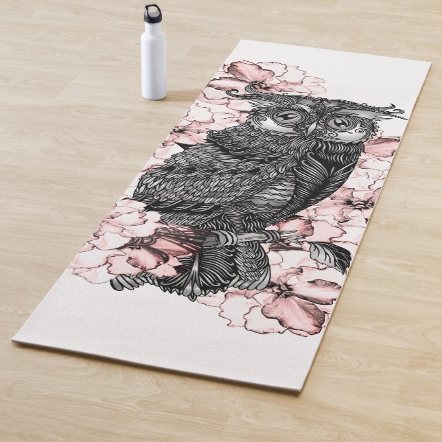 Grey Owl Pink Orchids Yoga Mat (In Situ)