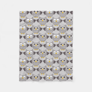 Grey Owls Fleece Blanket