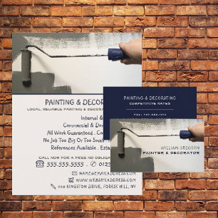 Grey Paint Roller, Painter & Decorator Business Card