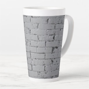 Grey Painted Brick Wall Print Latte Mug