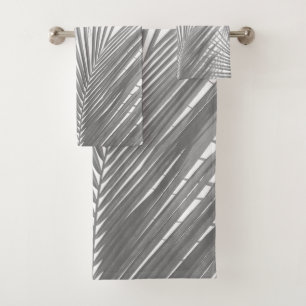 Grey Palm Leaves Finesse #1 #tropical #wall #art Bath Towel Set