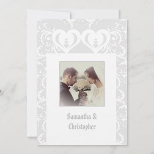 Grey papercut wedding photo invitation