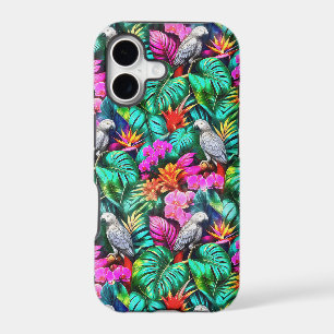 Grey Parrot Jungle Dreams Seamless Surface Pattern
